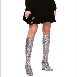 Dolce Gabbana Sock Style Silver Sequin Boots NEW